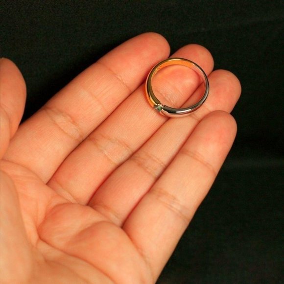 $1500 18k White & Yellow Gold Wedding Band Ring - Picture 5 of 7